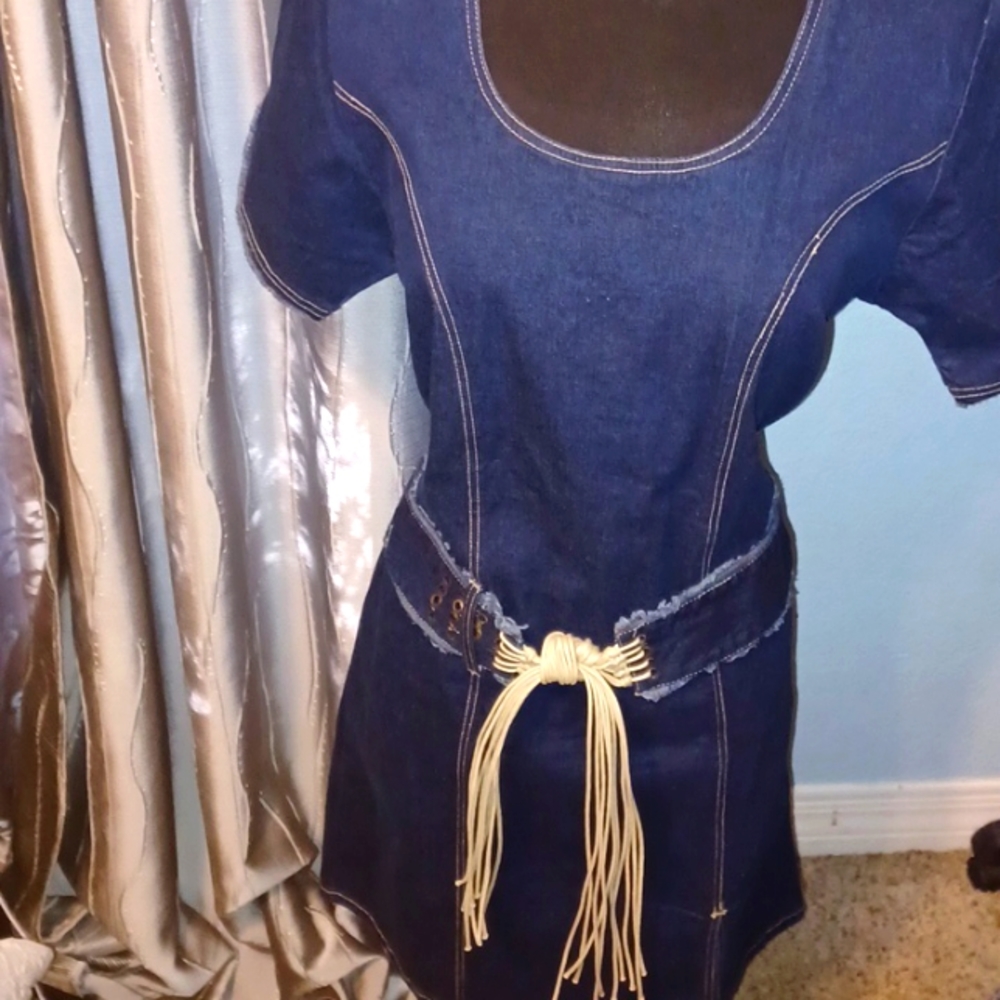 Little Miss Belted Jean Dress